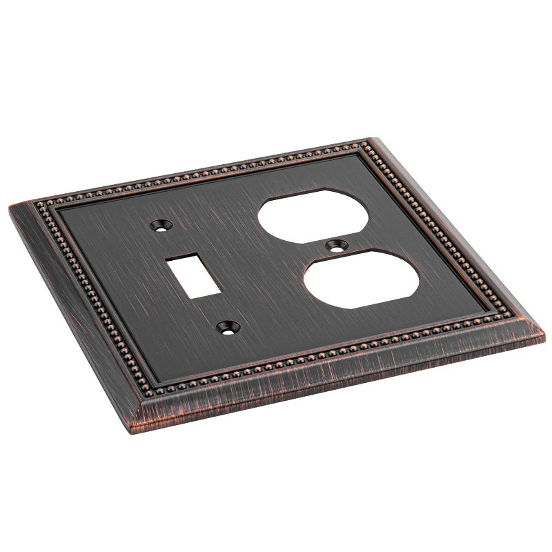 Henne Bery Sunken Pearls Decorative Wall Plate Switch Plate Outlet Cover (Toggle/Duplex, Aged Bronze) - Image 2